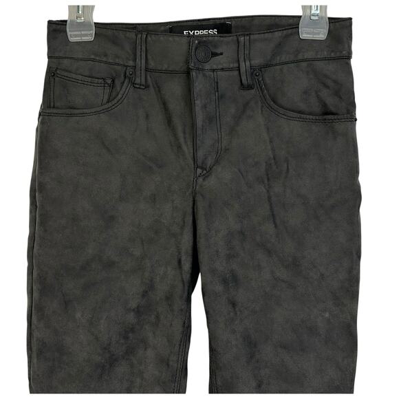 2/$30 Express Faux Leather Suede Skinny Pants Charcoal Moto Vegan Size 0 - Picture 4 of 11